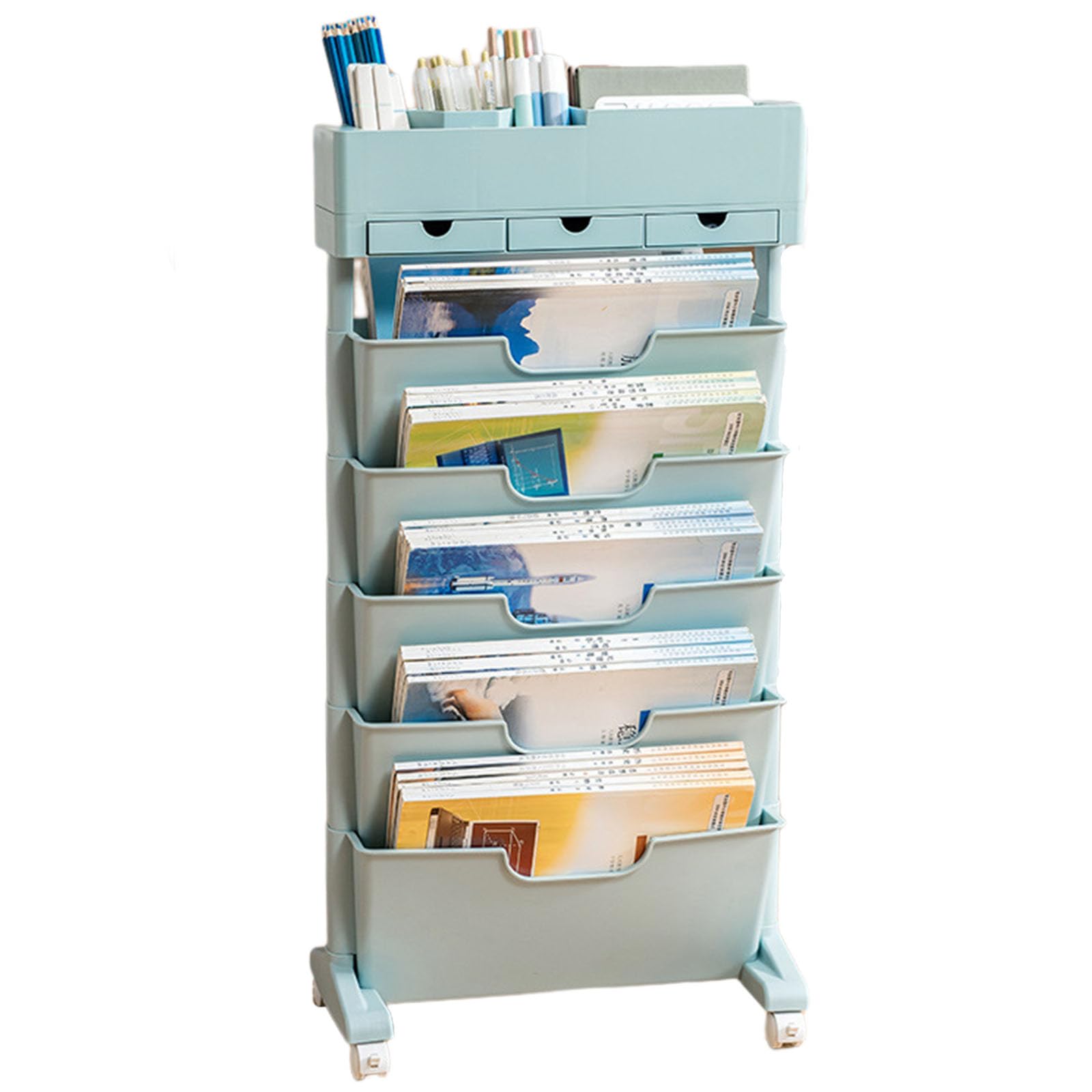 Estante Organizador de Utilidad, EstanteríAs MóViles para Espacios Estrechos, Unidad de EstanteríA MóVil para Despensa de Material PláStico de TamañO Compacto Estructura Estable Estante,Azul