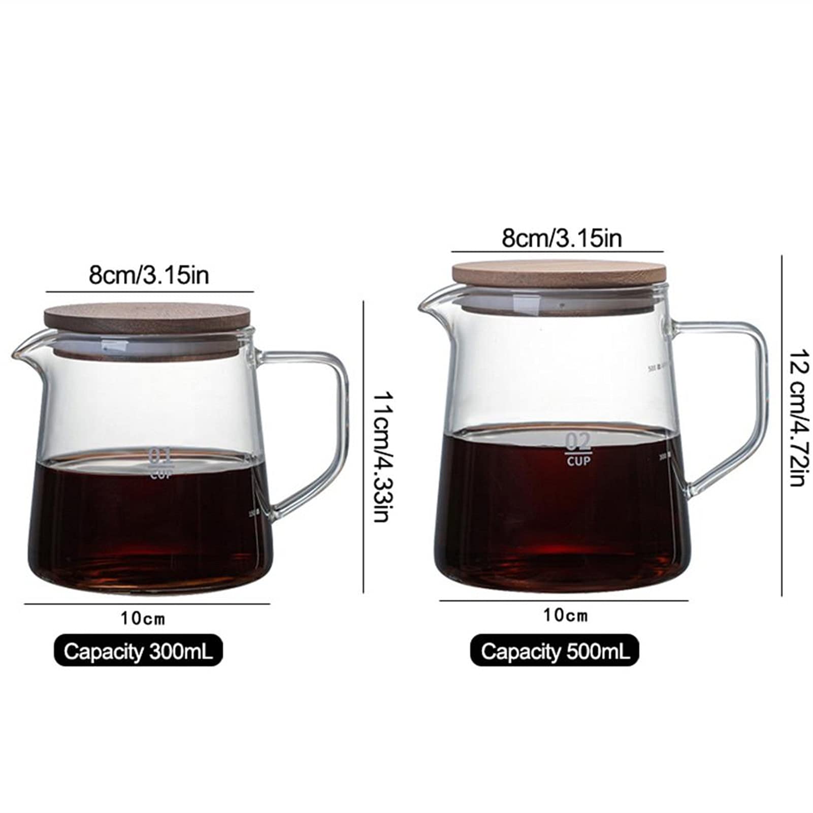 Liudan Czajnik do kawy, czajnik do kawy, serwer do kawy, karafka, domowy kubek do parzenia ręcznie wykonany ekspres do kawy, odporny na wysoką temperaturę czajnik (300 ml / 500 ml) czajnik do kawy (kolor: 500 ml)