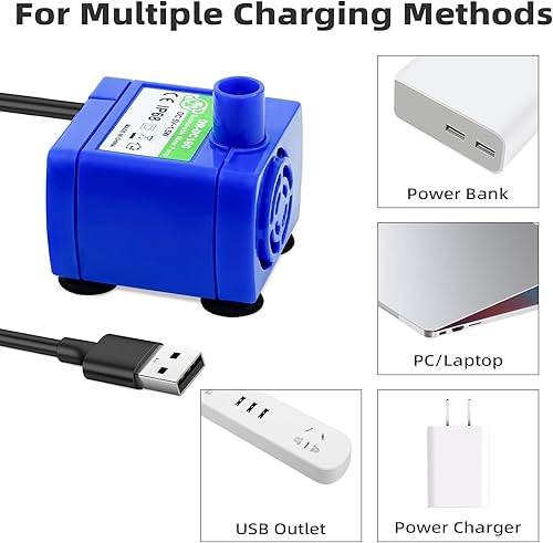 Miniatura 8 de Bomba de fuente de agua para gatos (sin LED y con cepillo), bomba de agua sumergible IP68 DR-DC 160 para acero inoxidable, fuente de agua de