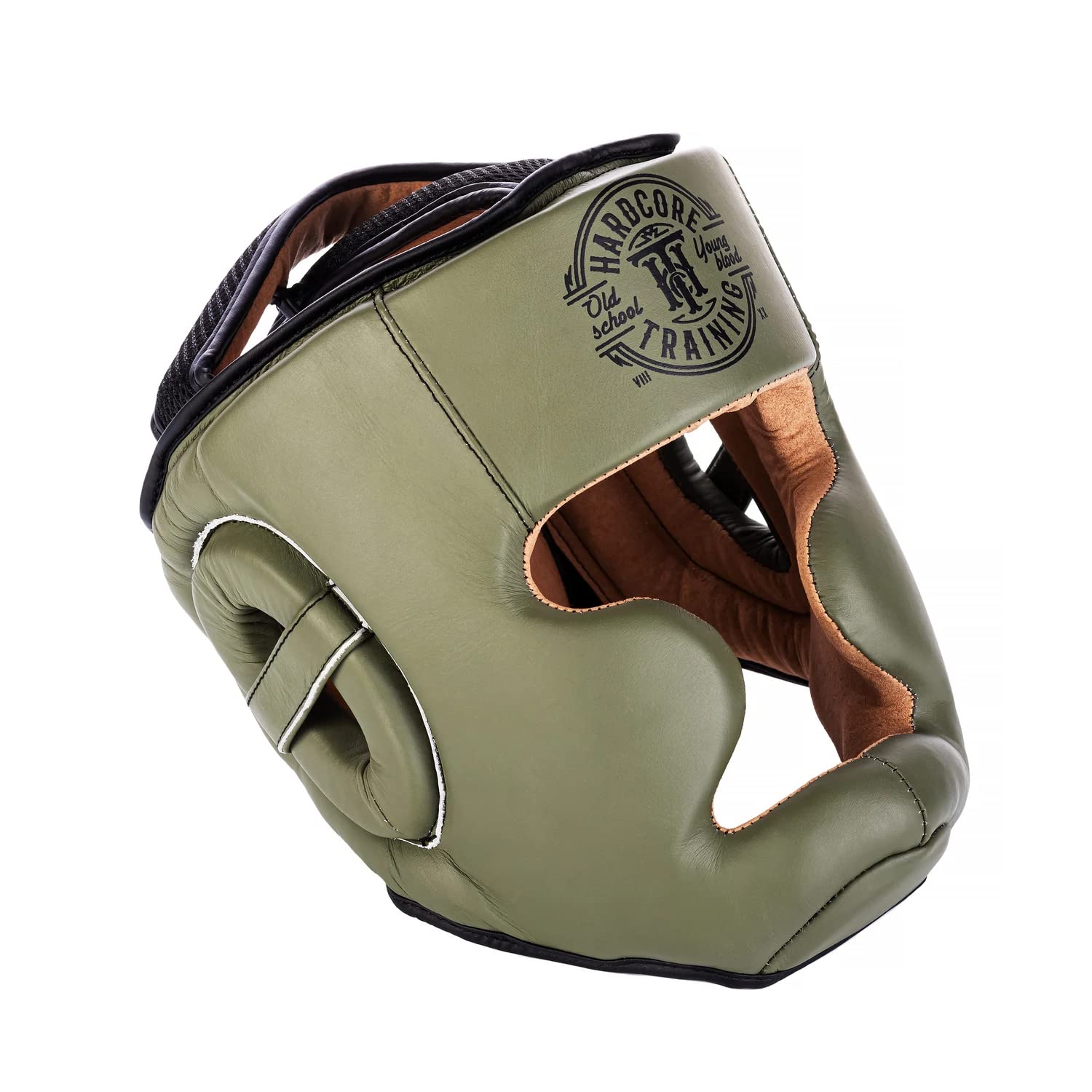 Hardcore Training MMA Headgear Classic Khaki Nero Caschetto Boxe Protezione Per Testa Pelle MMA Muay Thai Kickboxing Sparring Taekwondo Karate