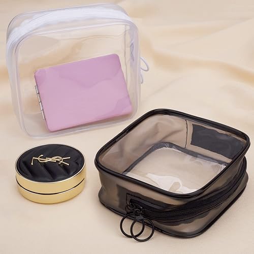 Miniatura 6 de LYroo Pequeña bolsa de maquillaje transparente con cremallera, bolsa de maquillaje, pequeña bolsa de cosméticos para bolso, artículos esenciales,