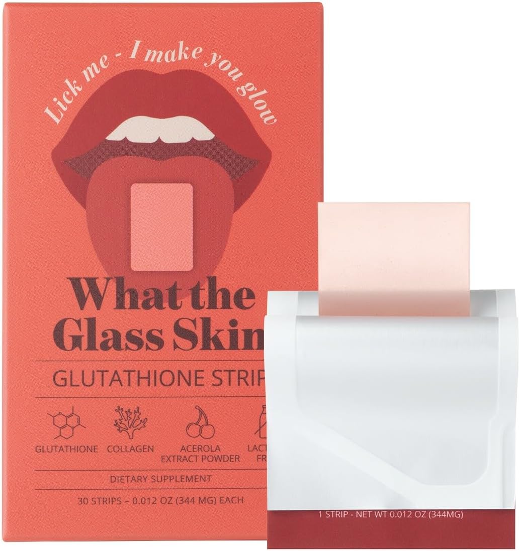 Glutathione Strip (30 Strips) | Oral Disolving Film, Collagen, Acerola, Milk Thistle, Hyaluronic Acid, Fast Absorption K-Beauty Inner Beauty Supplement, Strawberry