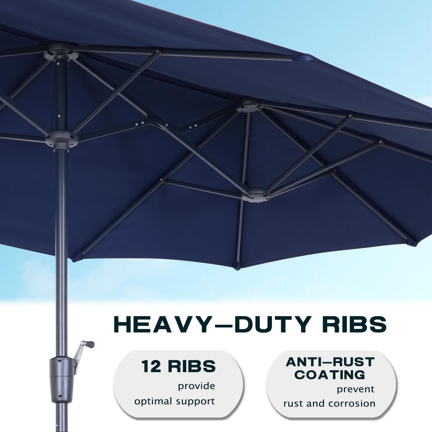 13FT Patio Umbrella, Large Double Sided Outdoor Umbrella with Crank for Pool Garden Deck and Backyard - Without Base