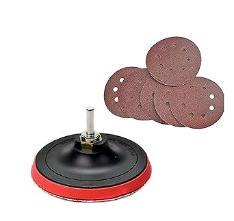 Inditrust 5 Inches Sanding Disc with Lock Nut for Grinder/Drill with 6 Piece Sandpaper