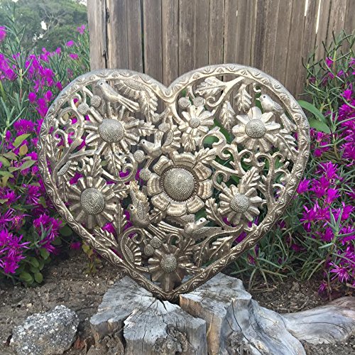 I Love You With All My Heart, Unique Original Metal Floral Heart, Wall Hanging Indoor And Outdoor Plaque, Thank You Gift Collection, 18 X 16 Inches #TOP6