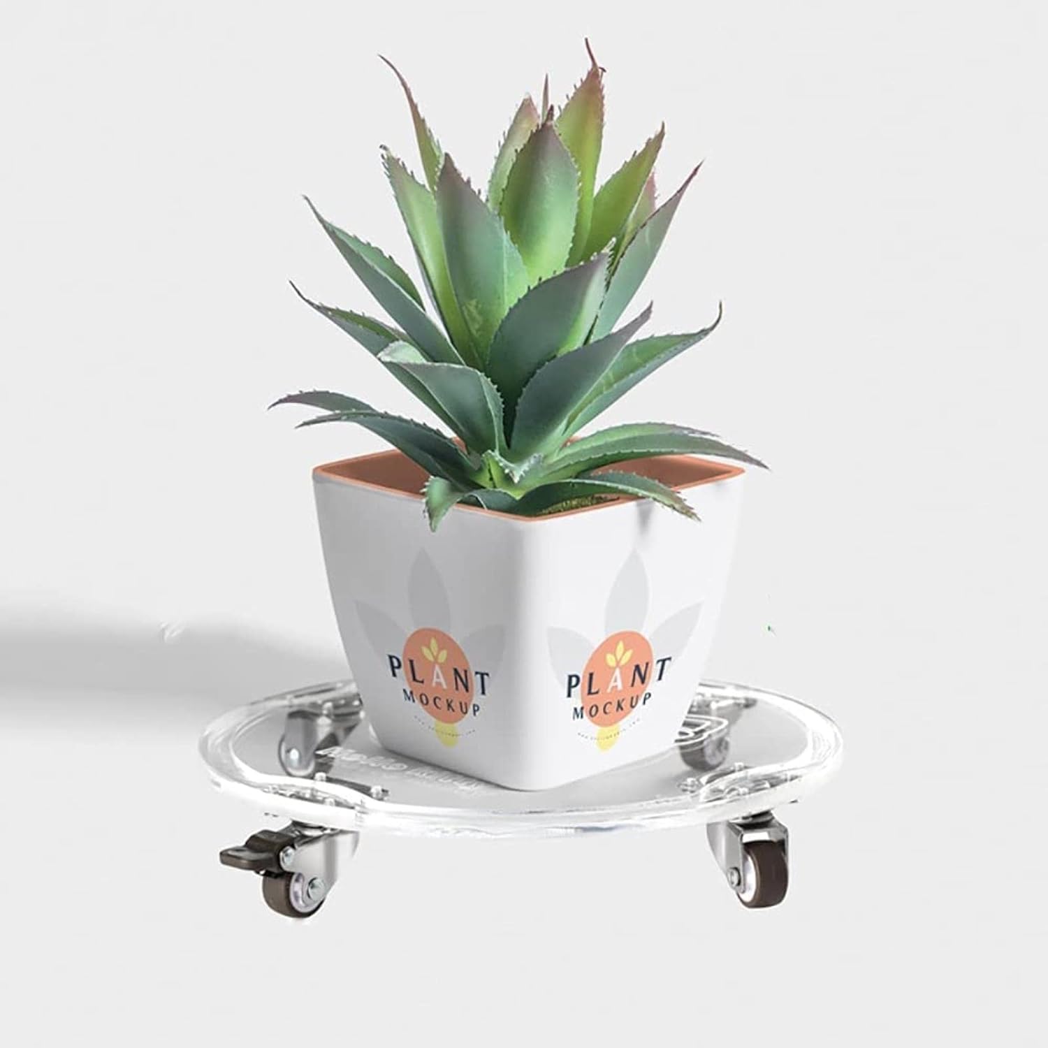 Plant Caddy with Universal Wheels Heavy Duty, Transparent Base Acrylic Tray, Potted Plant Stand Round Flower Pot Mover Indoor Outdoor Rolling Planter