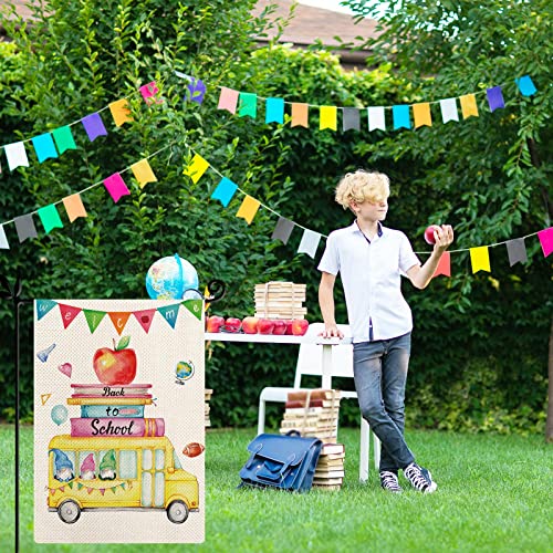 Welcome-Back-To-School-Garden-Flag-School-Bus-Apple-Gnome-Garden-Flag-Small-Vertical-Double-Sided-First-Day-of-School-Outdoor-Flag-for-Patio-Lawn-Party-Outdoor-Decor-125-x-18-Inch Welcome Back To School Garden Flag School Bus Apple Gnome Garden Flag Small Vertical Double Sided First Day of School Outdoor Flag for Patio Lawn Party Outdoor Decor 125 x 18 Inch