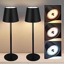 2 Pack Black Modern Cordless LED Table Lamp, 5W, Touch Control, Dimmable, Energy Efficient