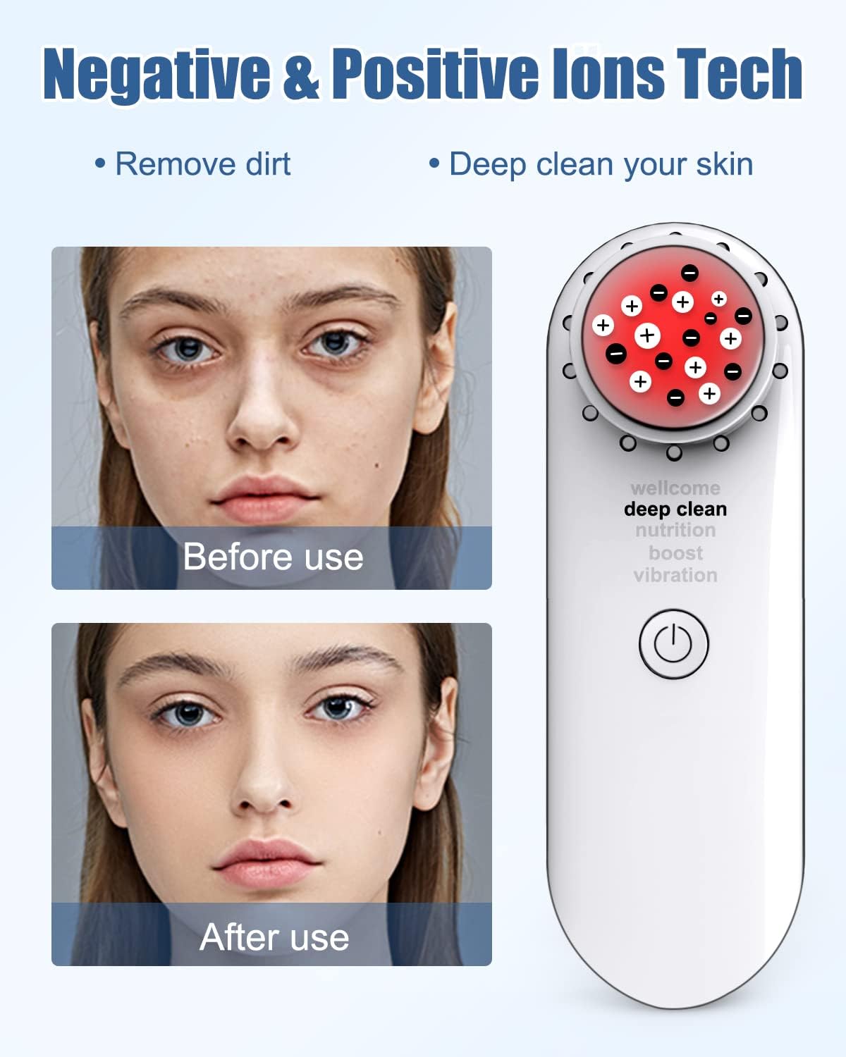 Electric Face Massager, Portable Hot and Cold Facial Massage Tools for Skin Care, Heating and Cooling Device with Multi-Color and Vibration, Deep Cleansing Tool with Base, Gifts for Women (White)