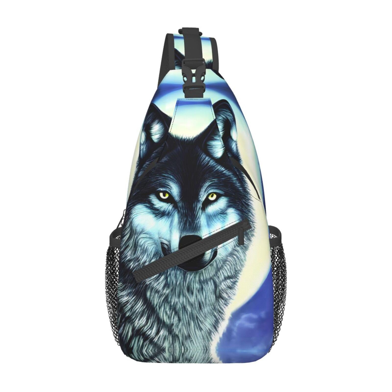 Wolf Sling Crossbody Rucksack Für Männer – Wasserdichter Oxford-Stoff, Verstellbar, Vielseitig Als Brust- Oder Schultertasche