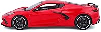 Vista 3 de 2020 Chevrolet Corvette Stingray C8 Dark Gray Metallic with Racing Stripes 1/18 Diecast Model Car by Maisto