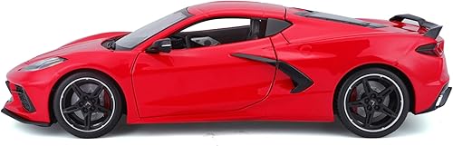 Miniatura 3 de Maisto Chevrolet Corvette Stingray C8 Gris oscuro metálico con rayas de carreras 1/18 Modelo de coche fundido a troquel 2020