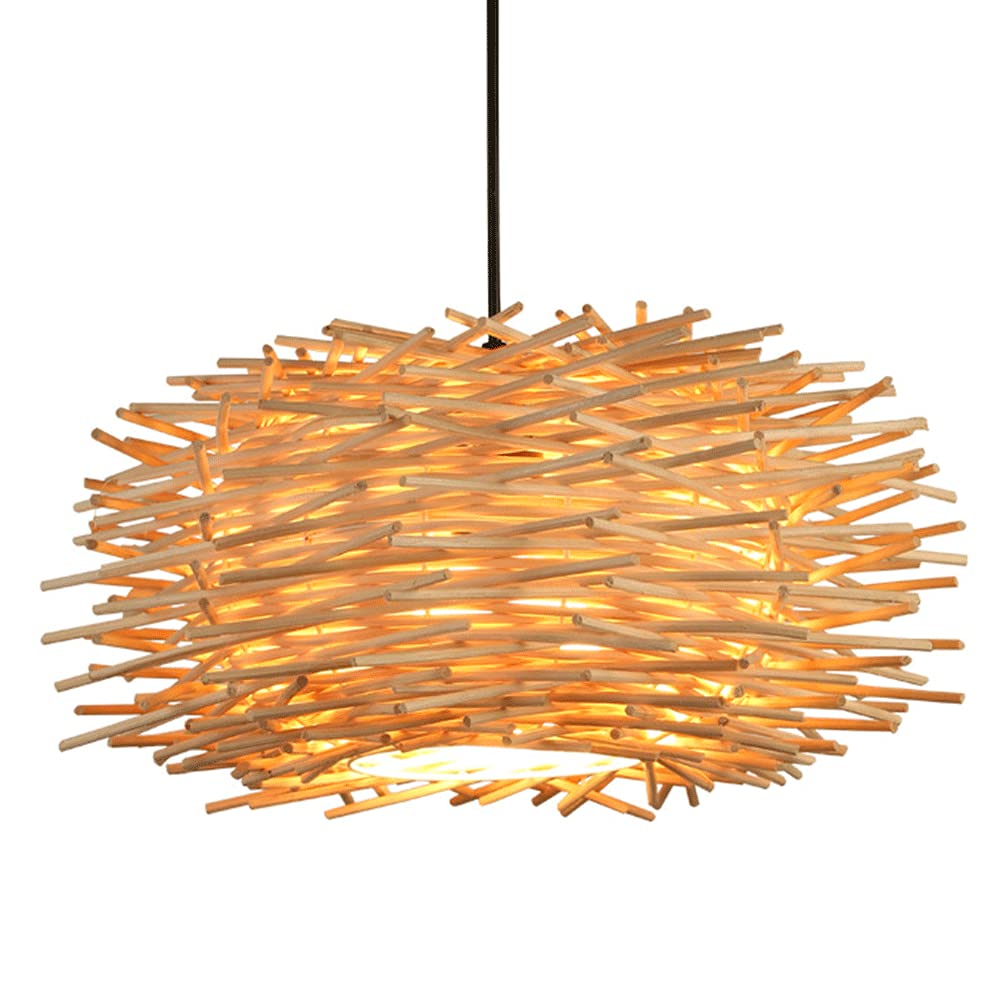 Lampada a Sospensione per caffetteria, in Vimini Industriale, Lampada a Sospensione a Nido d'uccello in bambù, Lampada a Sospensione da soffitto in Stile Bohémien Intrecciata a Mano per Cucina, s