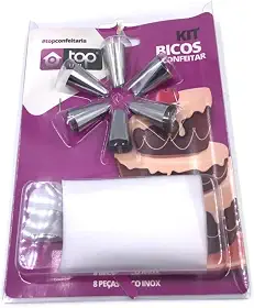 Bicos De Confeitar Inox + Saco Bisnaga 8 Peças Para Confeitaria | Kit Decoração Bolos Cupcakes Tortas Sobremesas