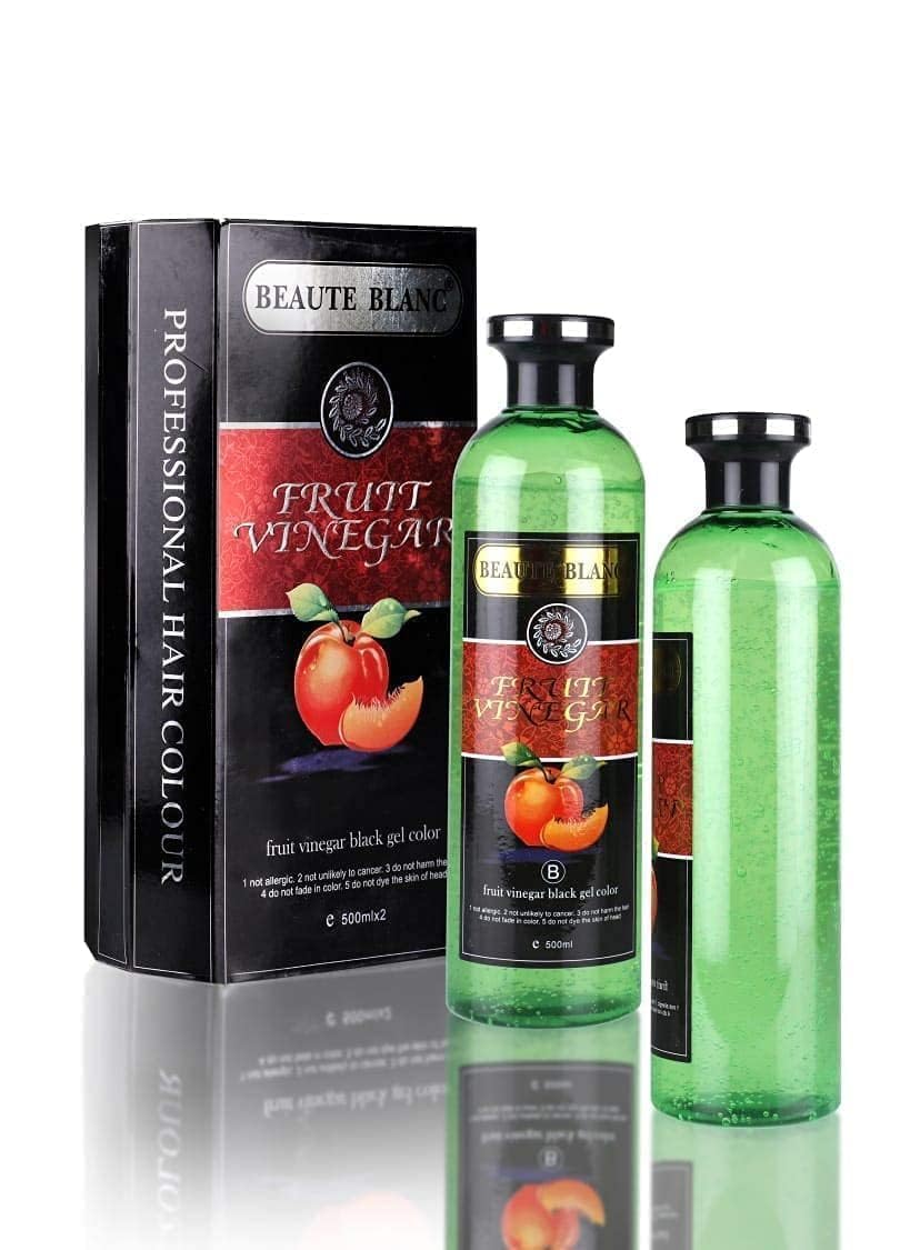 B.e.aute Blanc Professional Fruit Vinegar Black Gel Color, Green Glass Bottle, 500ml x 2, Hair Treatment