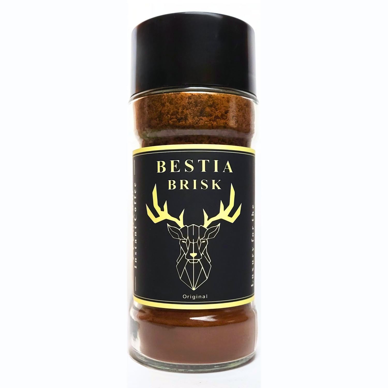 Bestia Brisk Instant Coffee Original, Light Roast, 4-6 Hours Energy, Preservative-Free, No Chicory, Zero Sugar, Slow Roasted, Gourmet, 60% Arabica & 40% Robusta, AAA Grade, Coorg, Single Origin, 100g