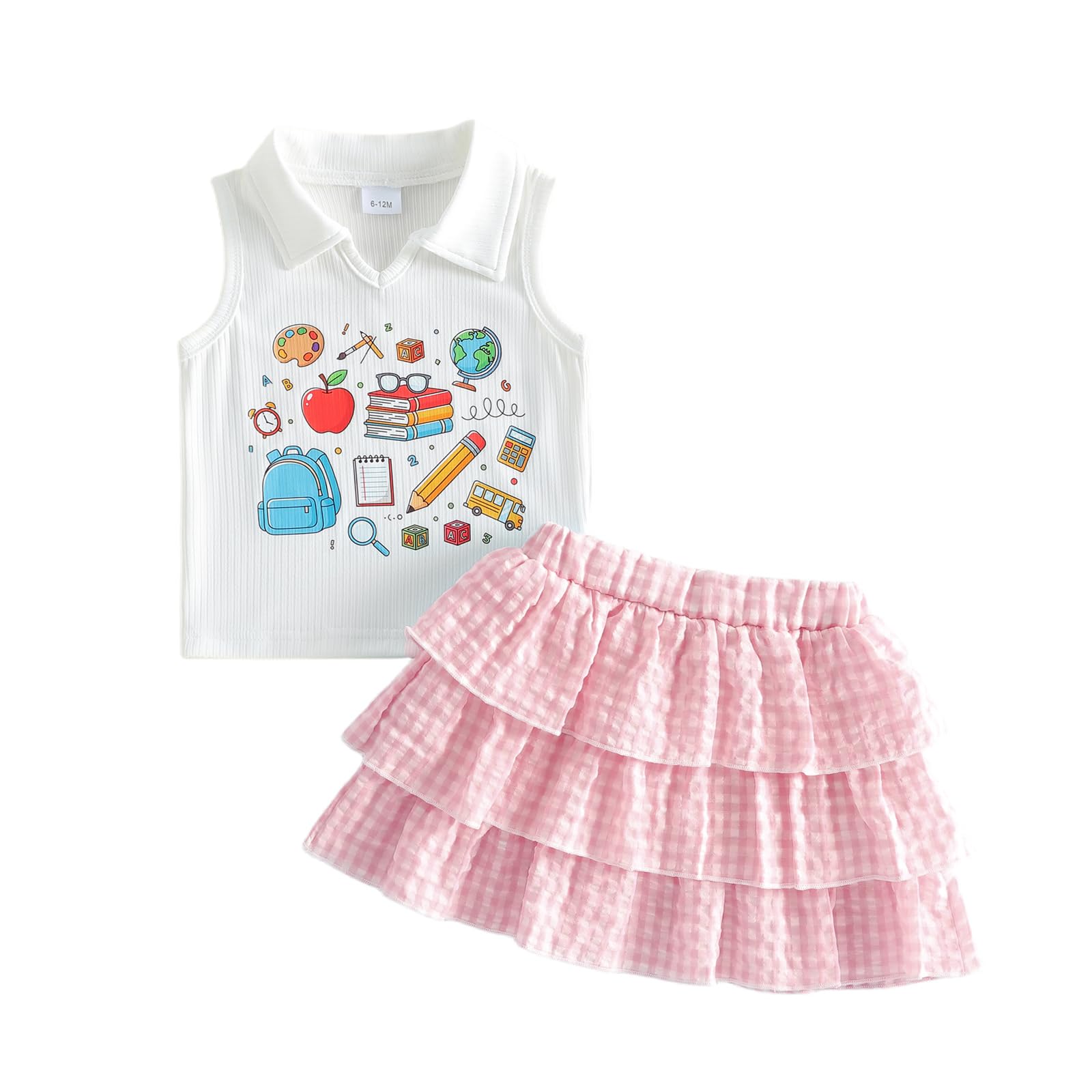 Toddler Baby Girl Golf Outfit Golf Print Polo Shirt Sleeveless Tank Top Mini Skirt Set Cute Girls Summer Clothes