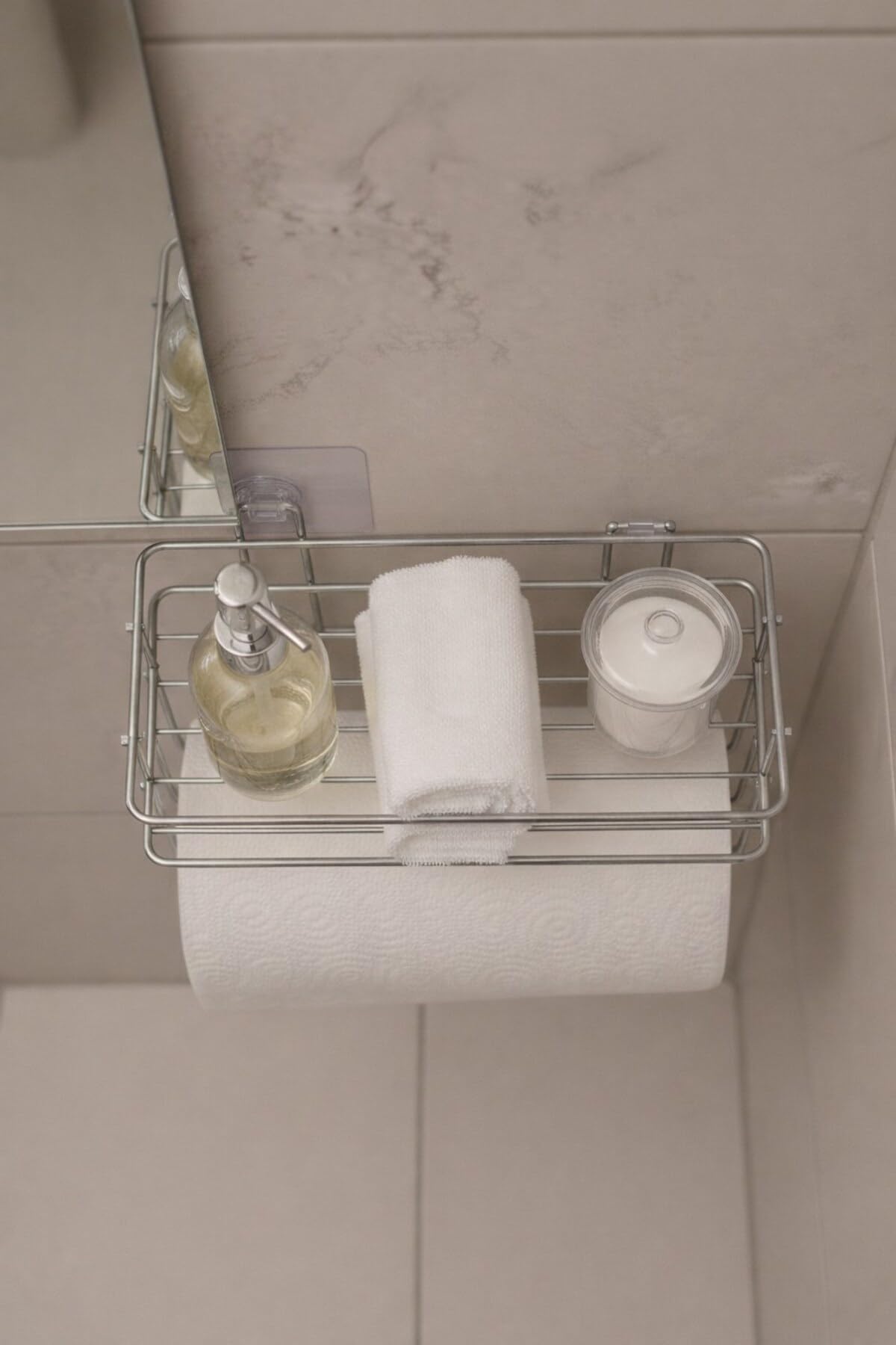 Sas Haus Yapışkanlı Raflı Kağıt Rulo Havluluk Peçetelik Havlu Kağıtlık Krom Banyo Mutfak Düzenleyici Raf SHR-, Gri