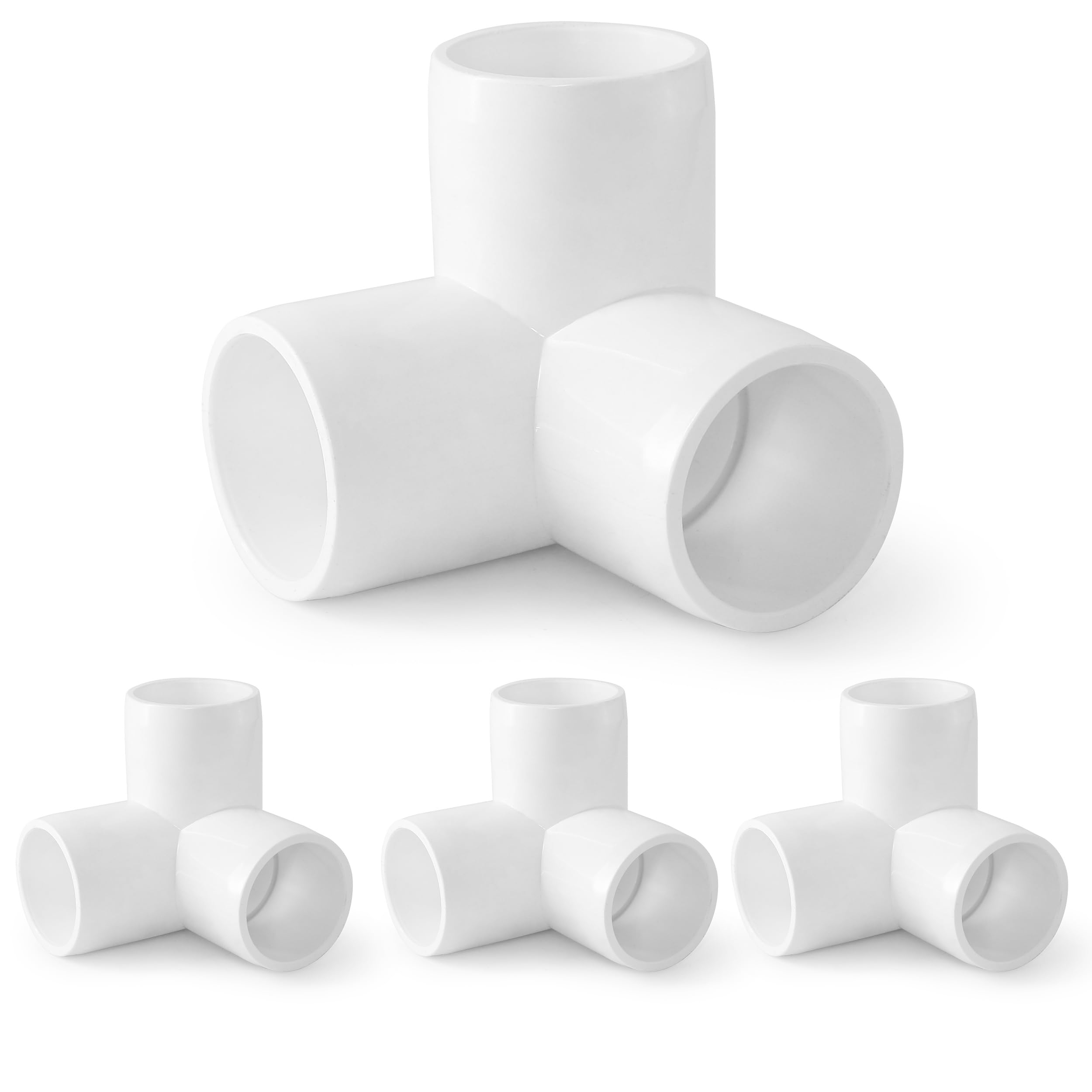 3 Way PVC Pipe Fittings 3/4 Inch, Zernmiarder White PVC Elbow Corner Side Outlet Tee Fitting, SCH40 Furniture Grade Pipe Connectors - Fits 3/4"