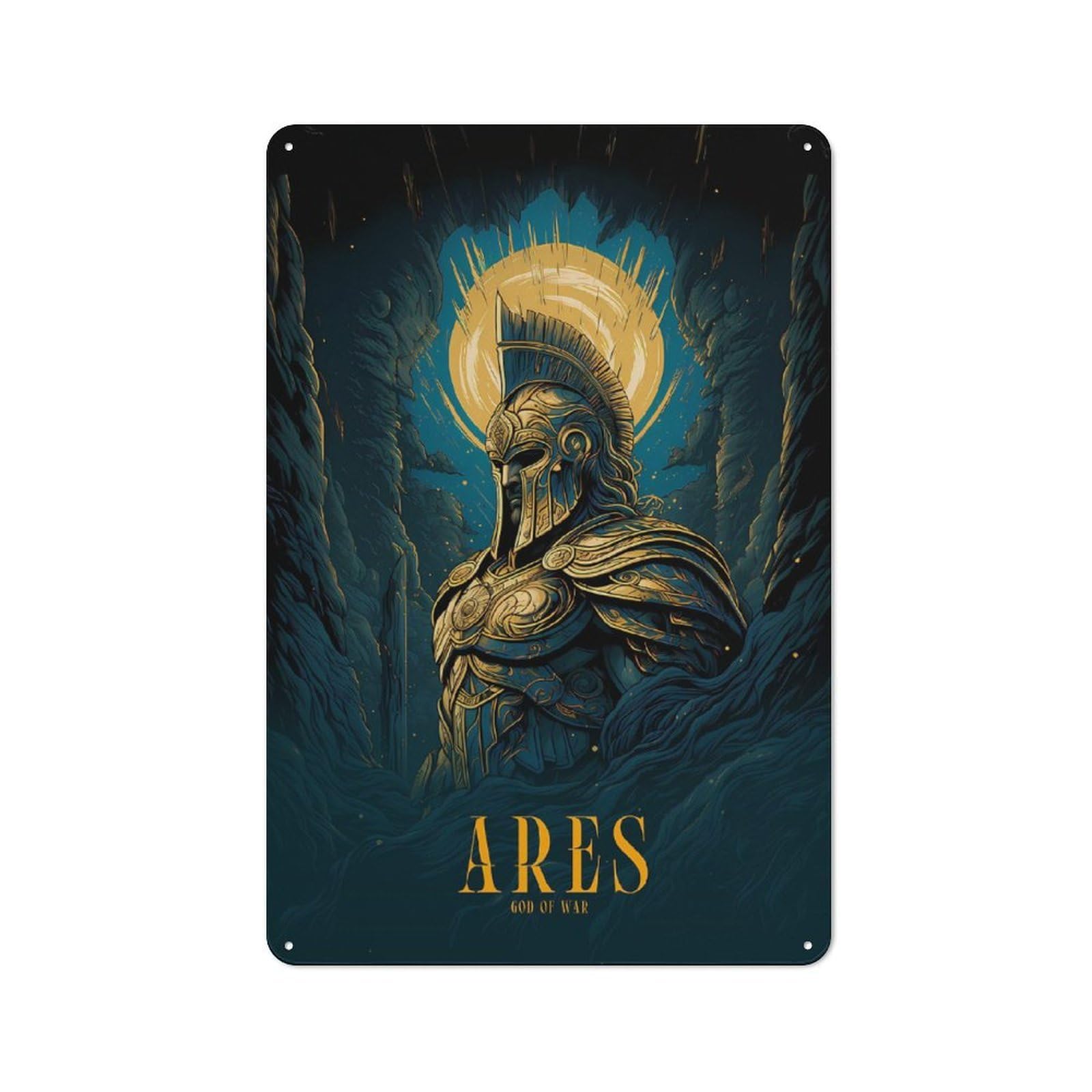 Ares Retro-style Tin Wall Plaque 30x20cm for Living Room Wall, A Metal Wall Feature for Living Rooms And Feature Walls