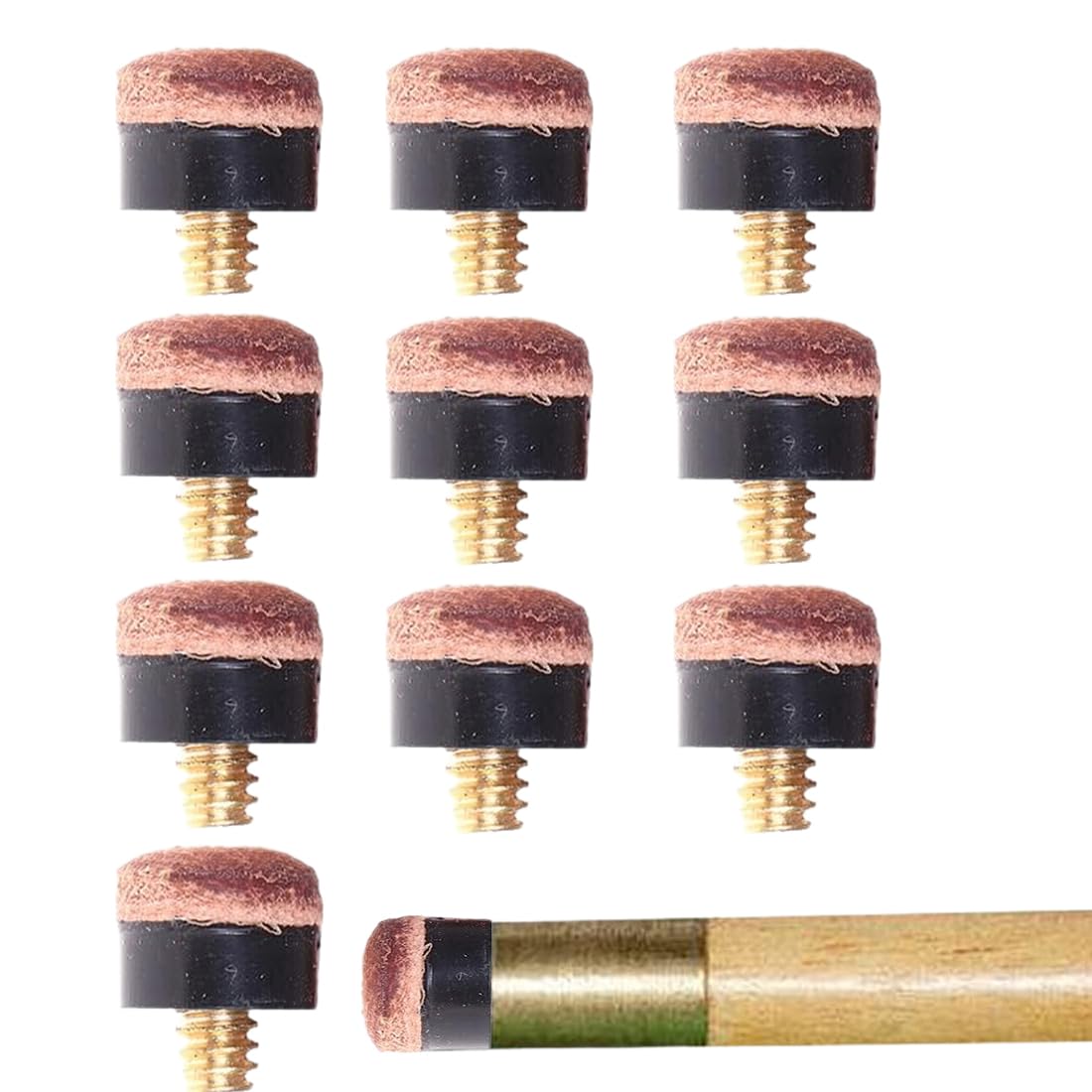 10 Piezas Puntas de Repuesto, Puntas de Taco de Billar, Puntas de Repuesto de Tornillo, para Snooker Taco de Billar Puntas de Tornillo de Cuero Duro (12mm)