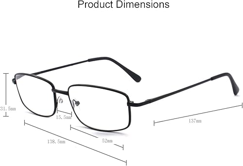 Miniatura 4 de EYE ZOOM Gafas de lectura rectangulares de metal extra anchas para hombres y mujeres