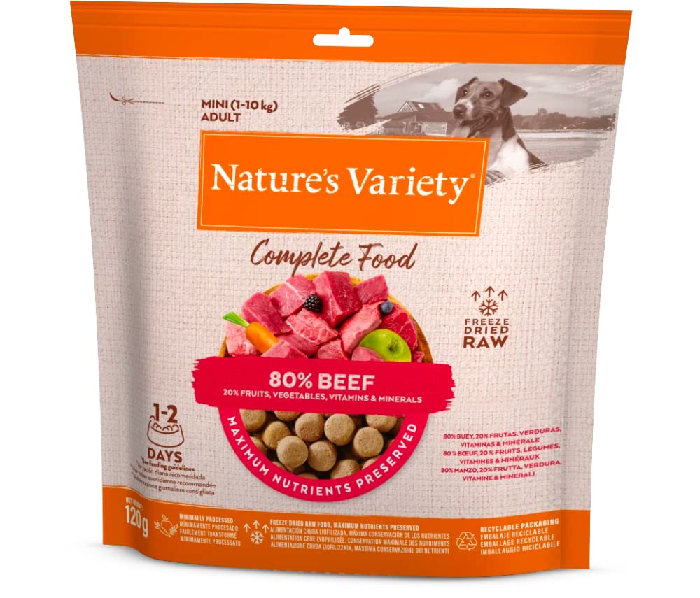 Nature's Variety Complete Freezed Dried Food Beef for Dogs Mini and Small - Case 7 x 120 g