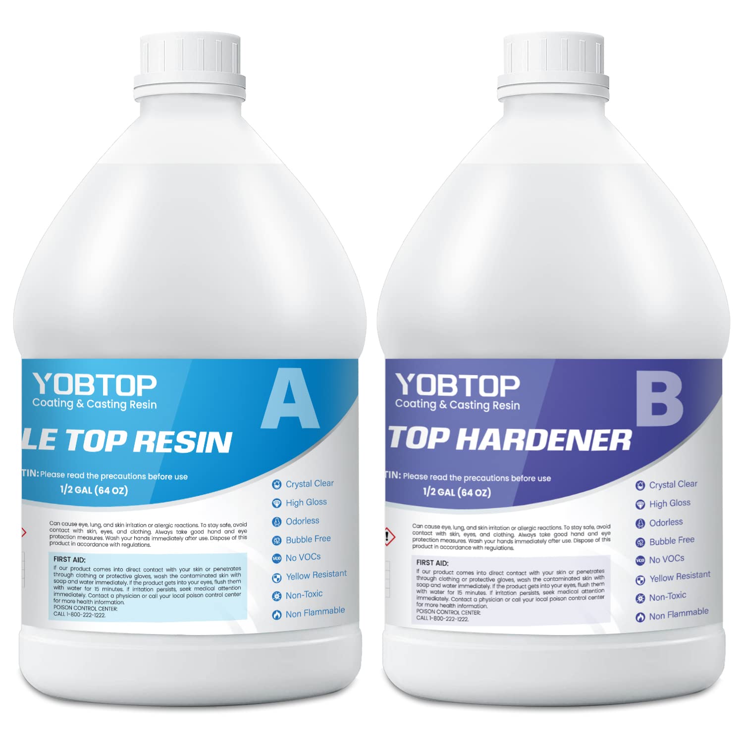 Epoxy Resin 1 Gallon Kit, Crystal Clear Epoxy Tabletop Resin Self Leveling, Bubbles Free and Anti-Yellowing, RiverTop Resin 1 Gallon 2 Part Epoxy for Coating & Casting, Mix Ratio 1:1