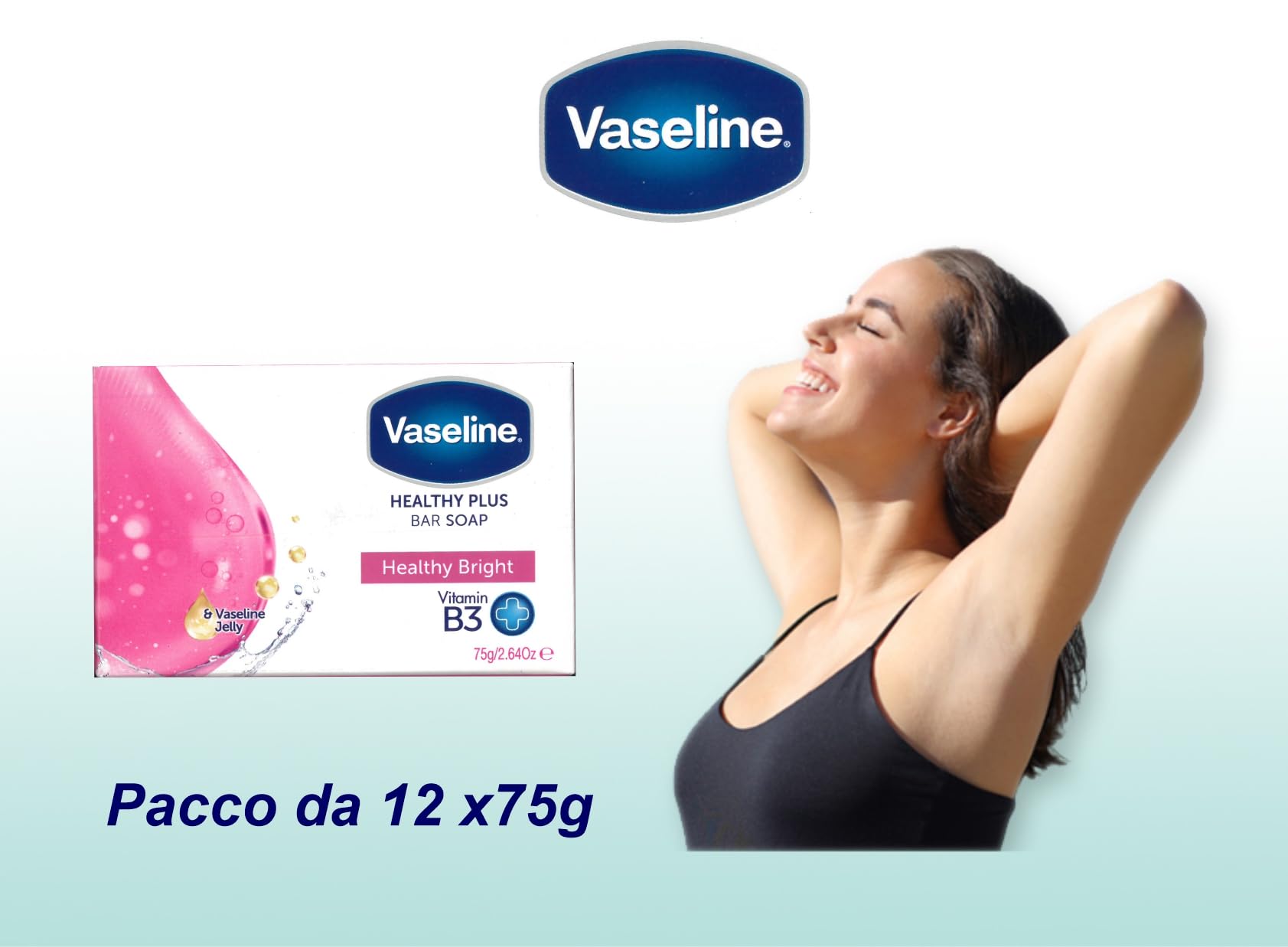 Vaseline Healty Plus Healthy Bright Soap 75g, 900 g (Pack of 1) - Image 2