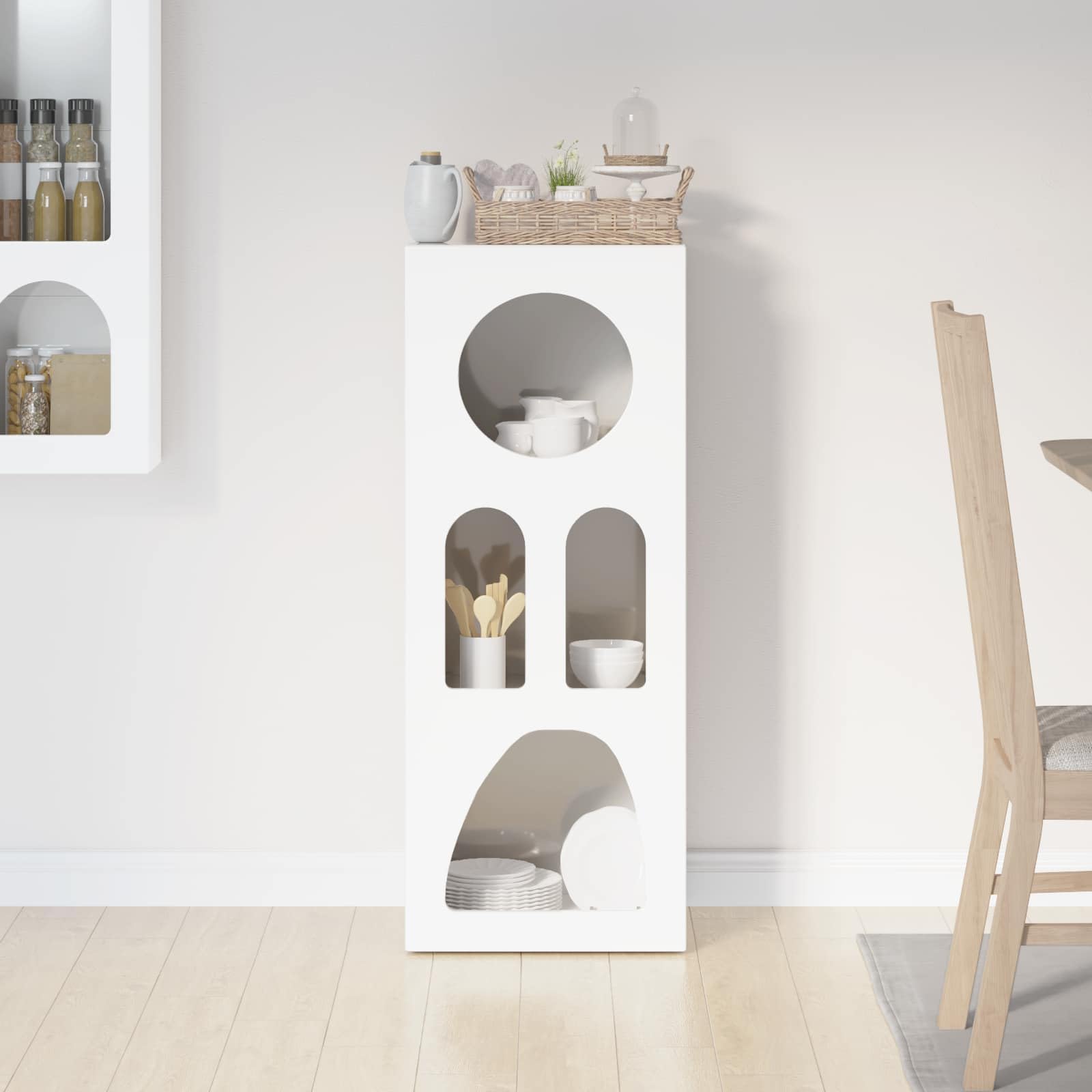 Credenza bianca lucida, 40 x 35 x 100,5 cm, in legno