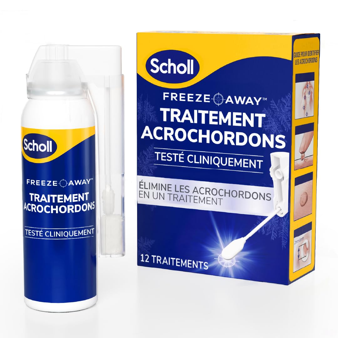 Dr. Scholl's Traitement Acrochordon Freeze Away - Élimine Acrochordons et Excroissances de Peau en 1 passage rapide grâce à la Cryothérapie - Cliniquement prouvé, Facile d'utilisation - 12 Traitements
