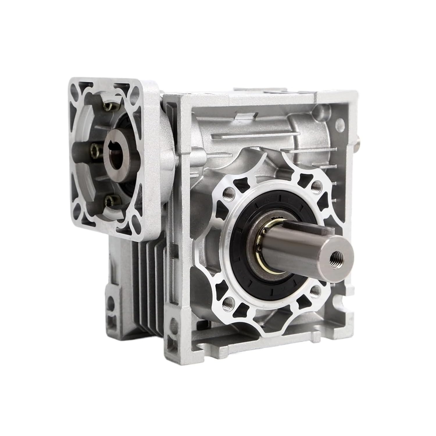 5:1 to 80:1 RV30 Worm Speed Reducer with Single Output Shaft and Shaft Adapter for 8mm Input Shaft of 57mm Nema 23 Motor