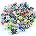 RUBYCA Murano Beads for Jewelry Making Large Hole Glass Beads for European Snake Chain Bracelets Making White Silver Core Lampwork Spacer 50 Pcs Mix
