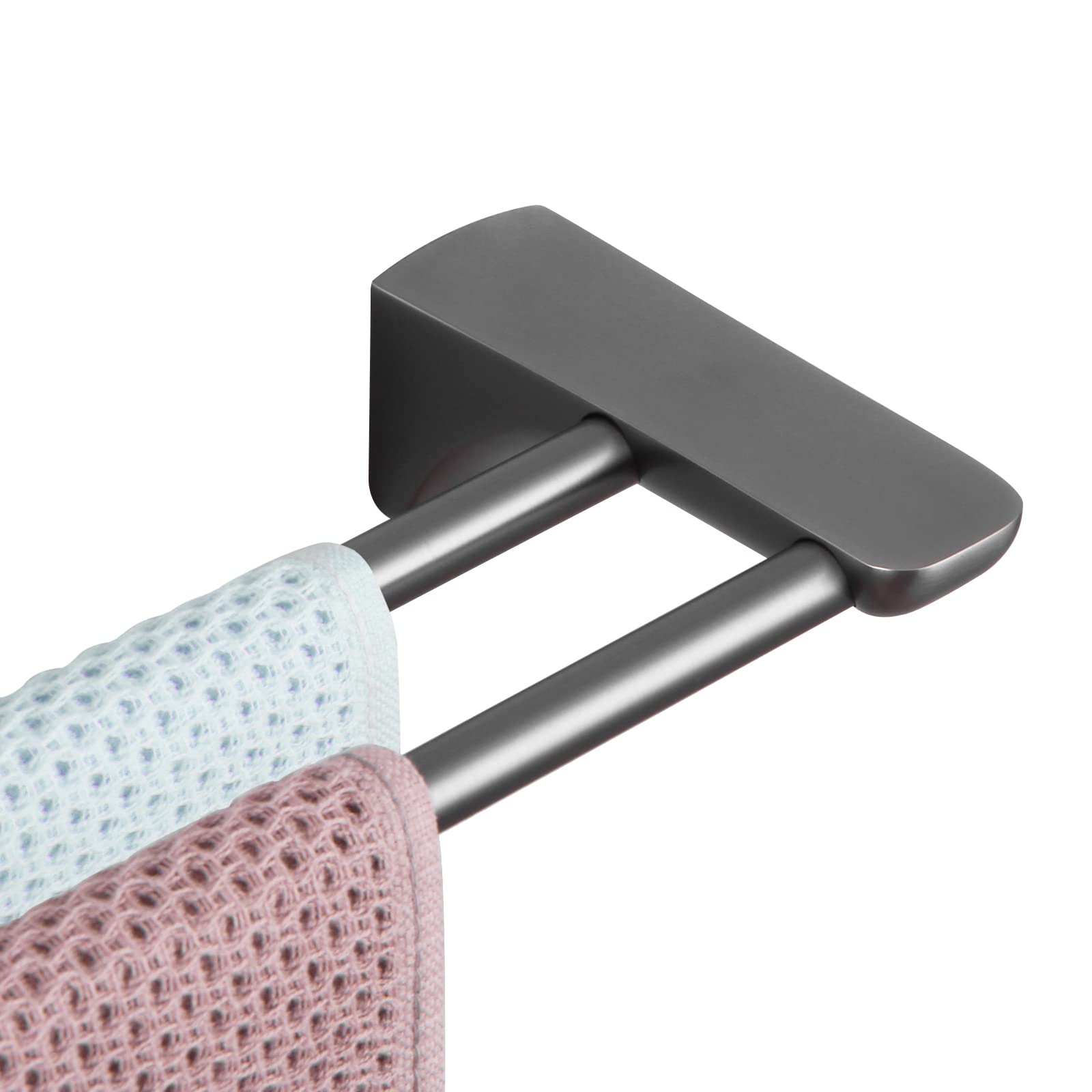 Photo 1 of 23.6 Inch Matte Black Double Towel Bar Wall Mounted Brushed Chrome Grey Stainless Steel Towel Racks for Bathroom Kitchen(Gun Gray)