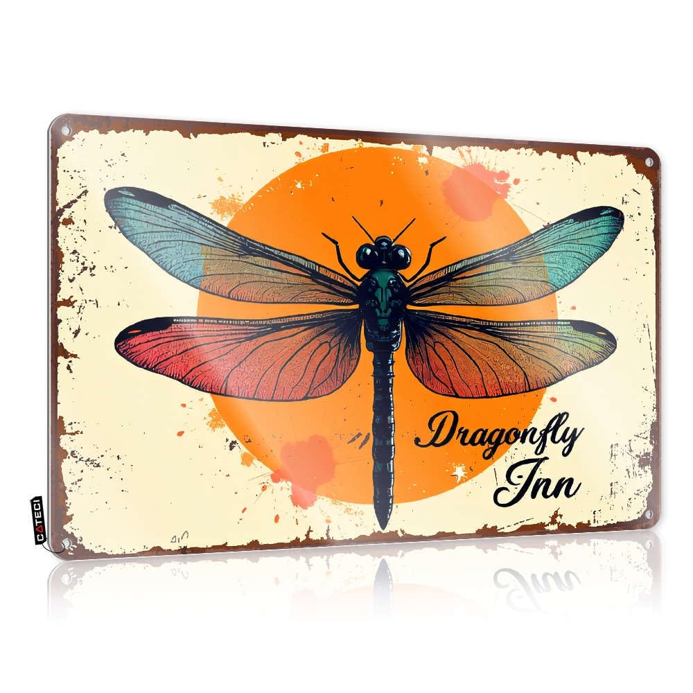 Beer Decorations For Man Cave Dragonfly Inn Sunset Motel Tin Sign Bar Sign Metal Vintage Tin Signs Funny(30X40CM)