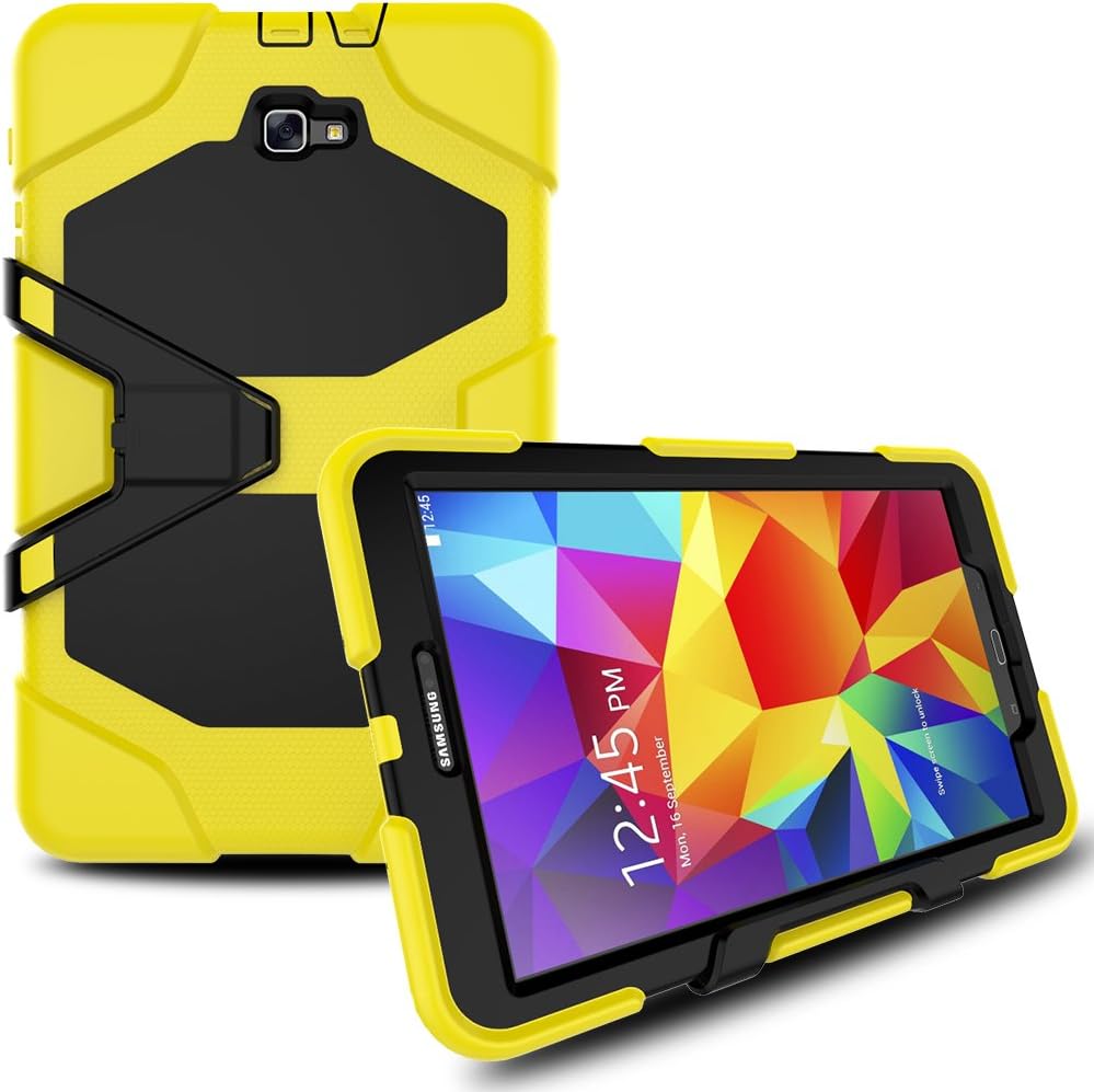 LKXING Armor Case For Galaxy Tab A 10.1,[Screen Protector][Heavy Duty][Shock Absorption] Drop Protection High Impact Resistant Cover For Samsung Galaxy Tab A 10.1(SM-T580/T585) (yellow)