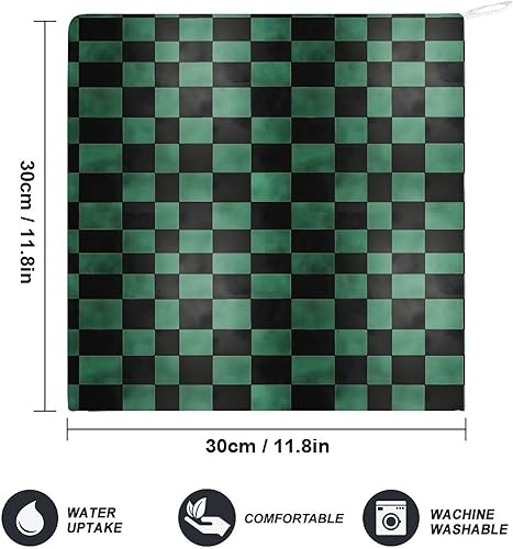 Miniatura 2 de Decorative Hand Towels for Bathroom - Retro Green Black Checkered Print Soft Absorbent Small Bath Hand Towels for Kitchen, Farmhouse, Spa, Hotel,