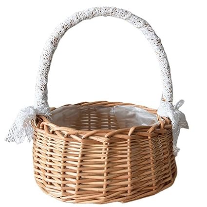 3NH Picnic Set, Flower Basket Lace Design Decoration with Handle Picnic Food Basket Suitable for Wedding - Size : Medium