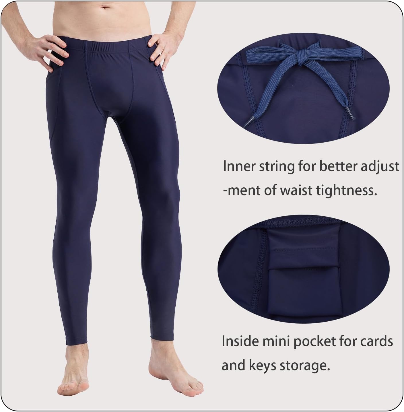 UPF 50+ Men's Surfing Leggings Sun Protection Swimming Pants - Image 3