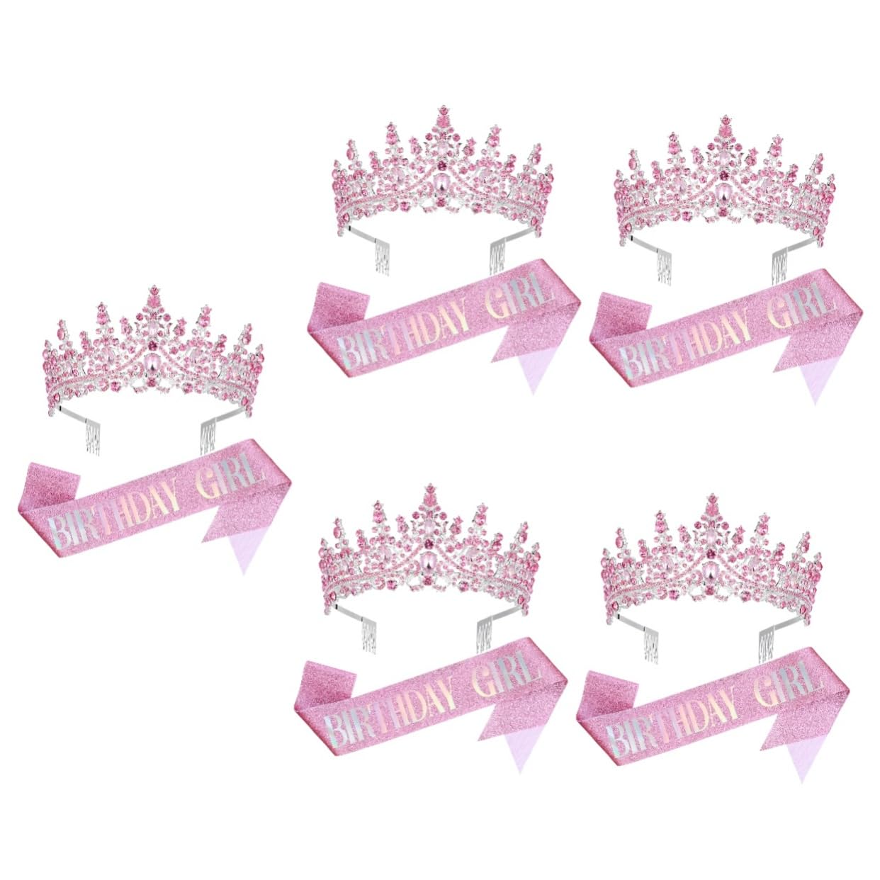 Baluue 5sätze Geburtstagskrone Schärpe Für Mädchen Verstellbare Mit Glitzersteinchen Dekoration Für Kindergeburtstage Und Feiern Geschenkidee Für Und Besondere Anlässe