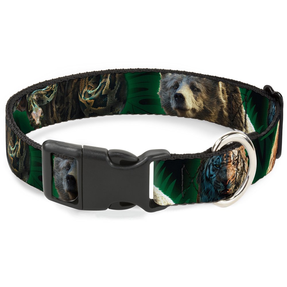 Buckle-Down Breakaway Cat Collar - The Jungle Book 5-Animal Poses/Leaves Greens - 1/2