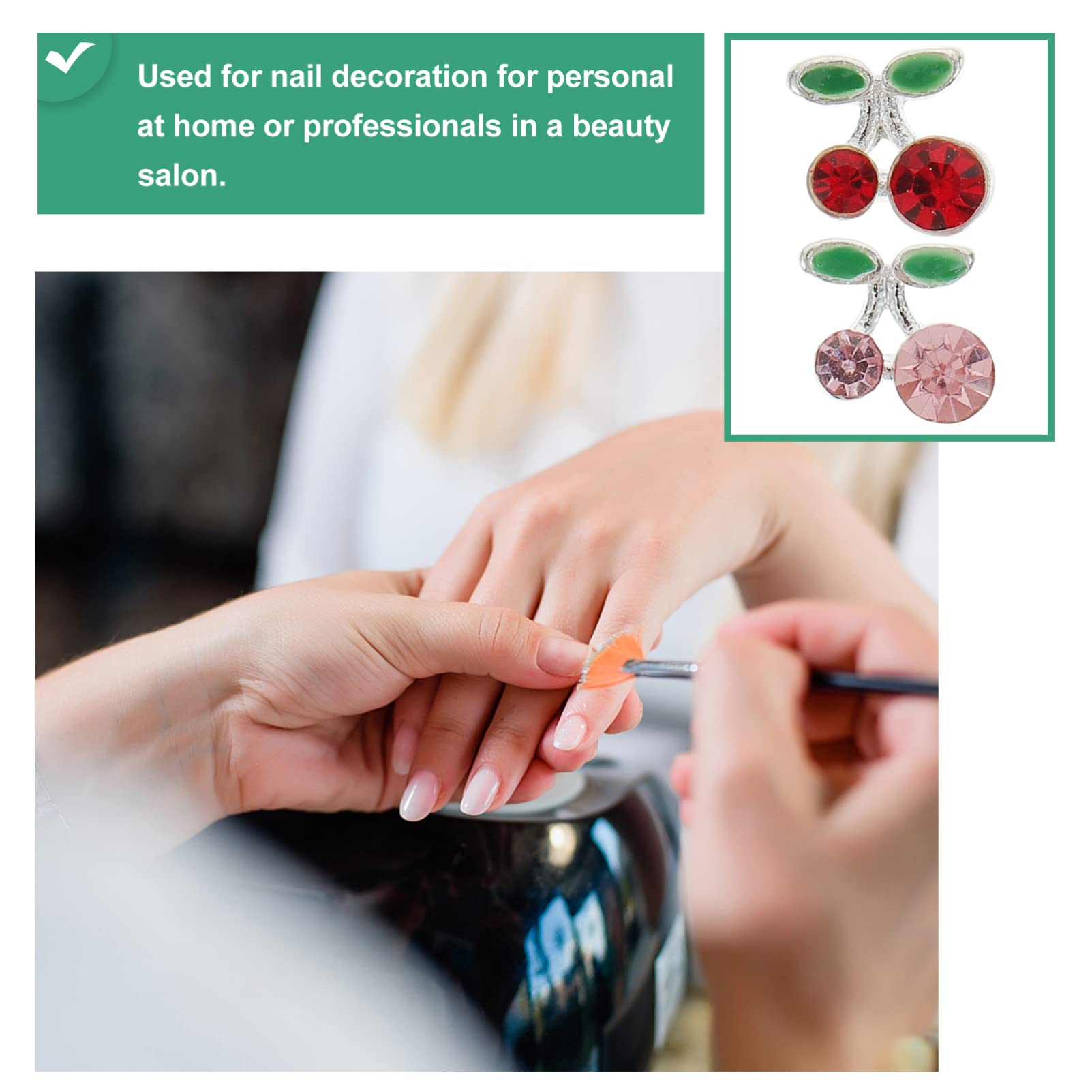 Mipcase 180pièces Charms Cerise Décorations Nail Art Forme De Cerise Bijoux Éclatants Pour Manucure Pour Fêtes Et Événements Spéciaux
