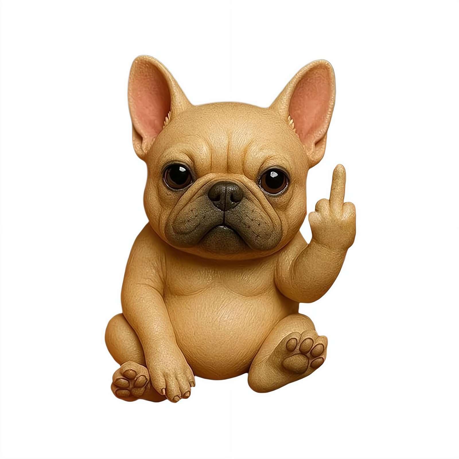 Fun Mini Middle Finger Animal Statue, 3.5 Inch Middle Finger Animal Desk Decoration, Humorous Office Stress Relief Toy, Cute Resin Statue for Shelf, Birthday Gag Gift for Coworker (Dog)