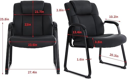 Miniatura 3 de CLATINA Big & Tall - Silla ejecutiva para sala de espera de 400 libras con reposabrazos acolchado de cuero regenerado, estilo moderno, con base de