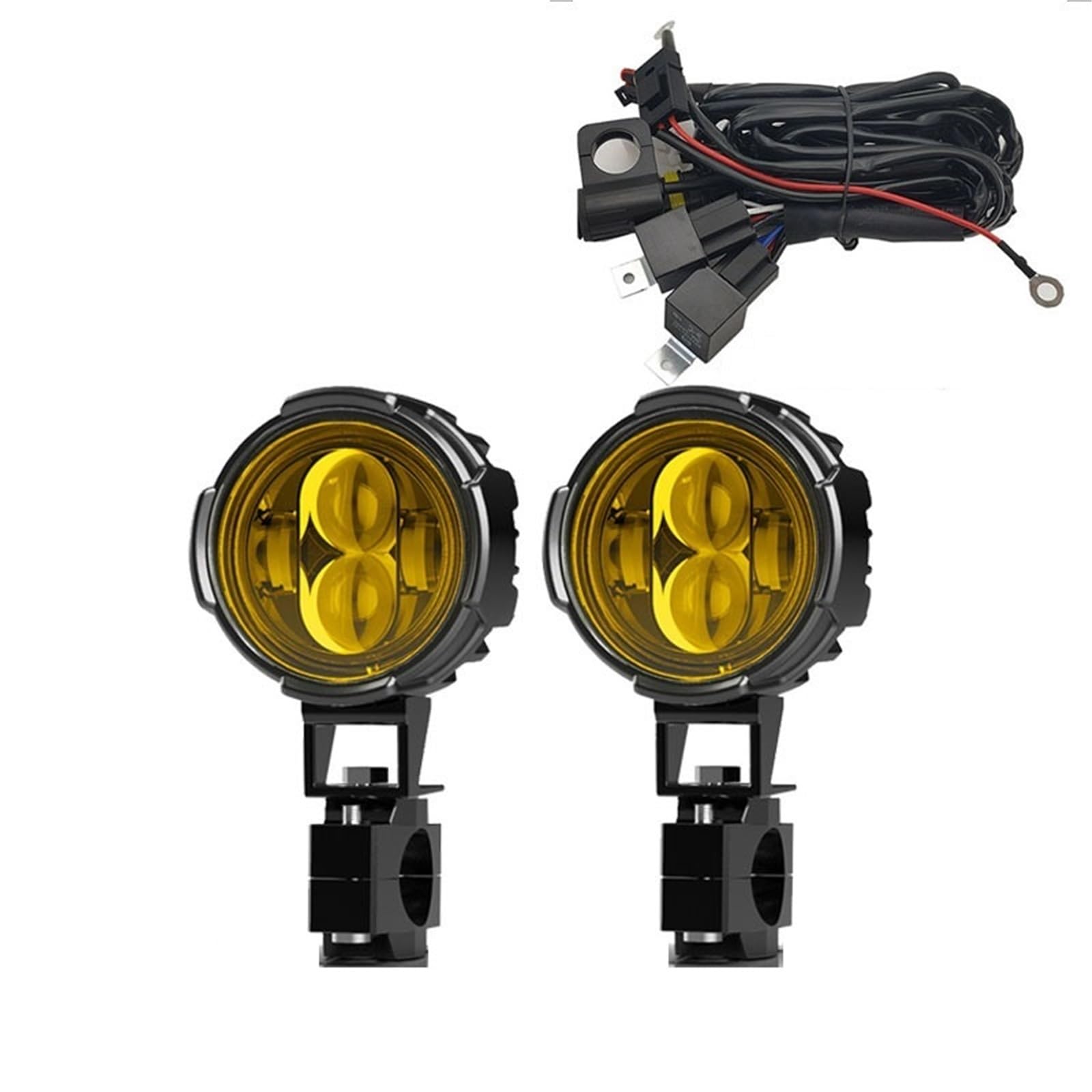 Światło Do Jazdy Para 100W reflektor motocyklowy światła przeciwmgielne Led dodatkowe światło reflektor reflektor dwukolorowy flasher lampa przeciwmgielna Dziennej Dla(Yellow and wire)
