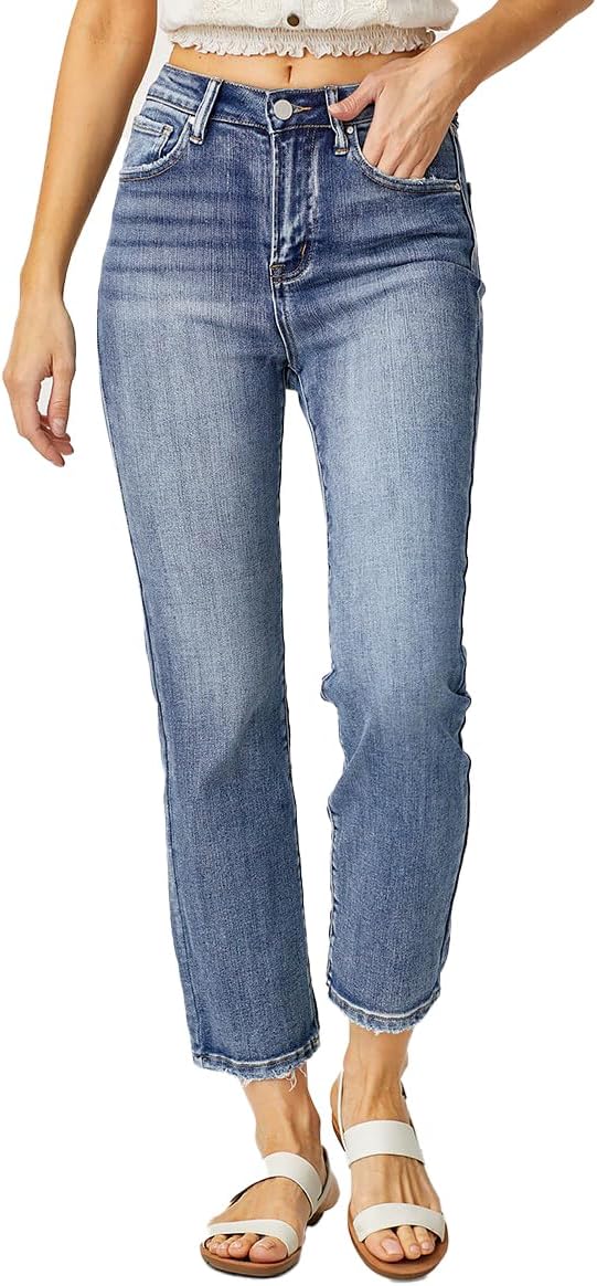 SALT TREE Risen Jeans - High Rise Crop Straight Jeans - RDP5250