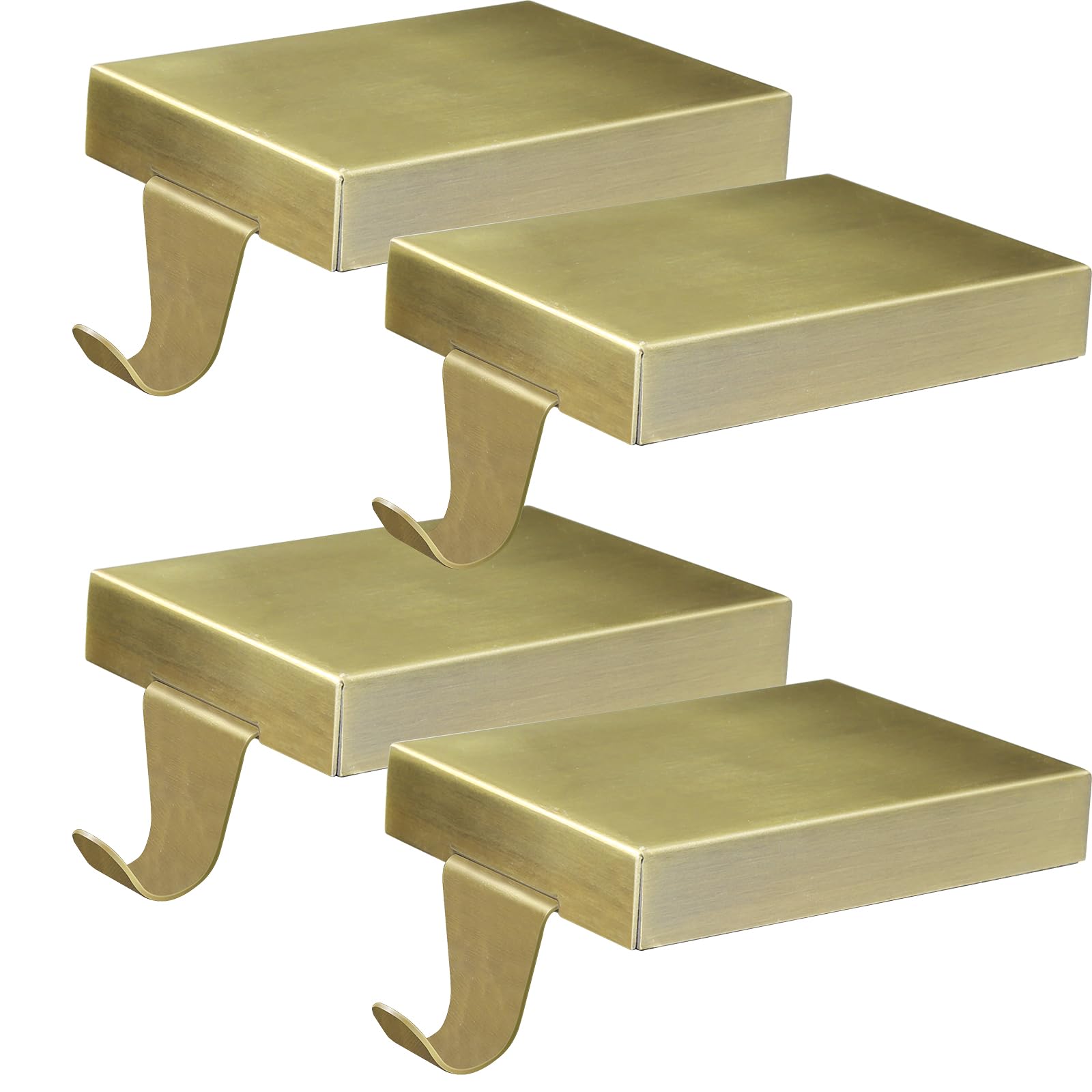 Tcevily Small Christmas Stocking Holder Bases Mantel Stocking Hangers Hanging Hooks for Fireplace Stand Hanger Holder Weighted Hangers for Xmas Holiday Decoration (4, Bronze)