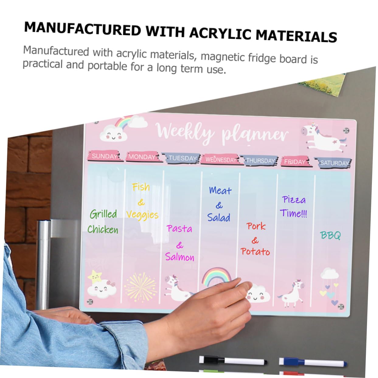 Tofficu Magnetische Kühlschranktafel Transparente Tagesplantafel Wöchentliches Acryl-whiteboard Trocken Abwischbare Nachrichtentafel Magnetische Planertafel Für Küche