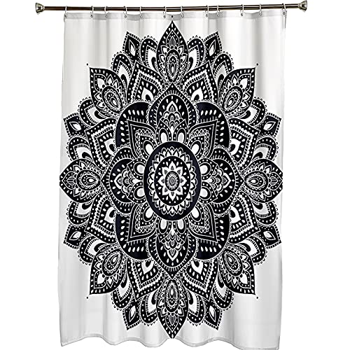Rideau douche polyester KnSam design mandala noir et blanc