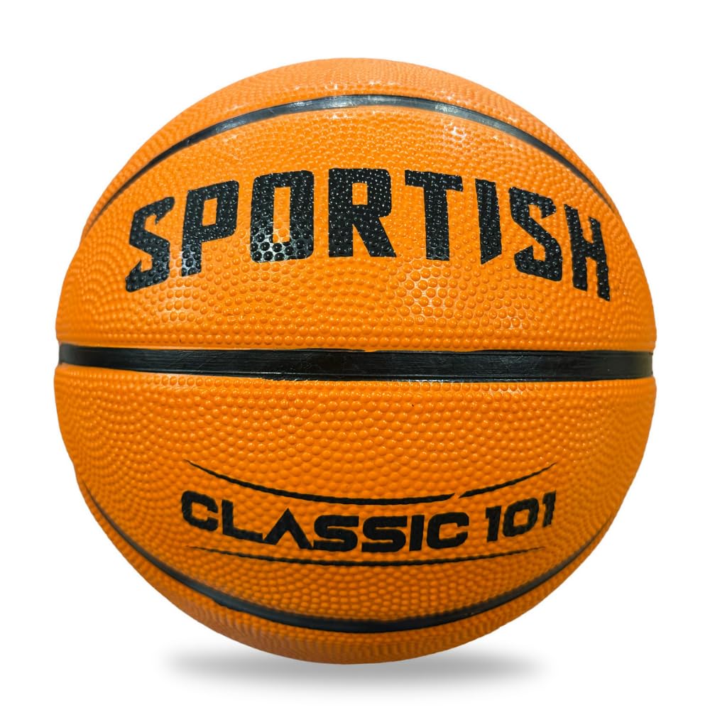 SPORTISH Basketball Size 5 – Orange – Durable Rubber Basketball with High Bounce, Firm Grip for Better Control, Suitable for Training, Indoor & Outdoor Play